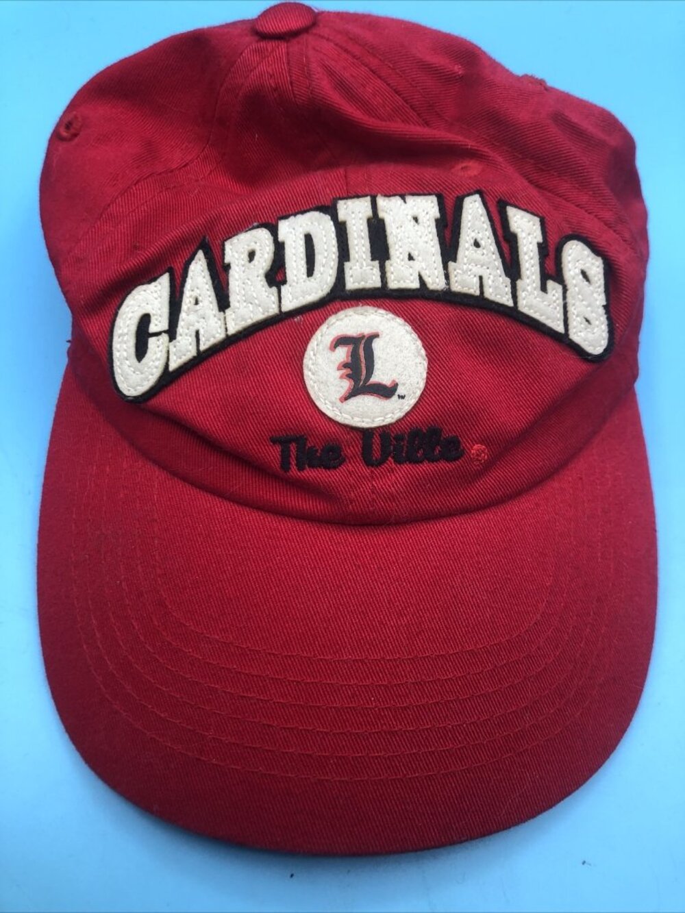 UofL Louisville Cardinals Adjustable Red Beige Hat Cap Basketball Top Of World
